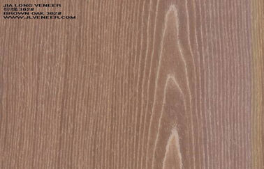 Brown Nyata Oak Engineered Wood Veneers Untuk Kabinet Irisan Cut