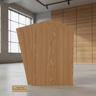 Lembar veneer ek alami potongan seperempat biji yang cocok untuk panel dinding menawarkan pola kayu yang konsisten dan menarik