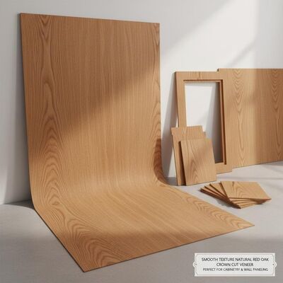 Tekstur halus Natural Red Oak Crown Cut Veneer Sliced Cut Sempurna untuk kabinet dinding panel dan kustom proyek kayu