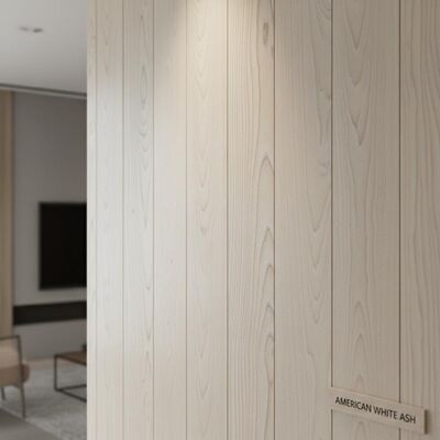 Panel Dinding Interior Kayu Ash Amerika Putih Alami yang Diamplas dan Dipoles Dirancang untuk Menawarkan Tekstur Kayu yang Elegan dan Kinerja untuk Ruang Interior