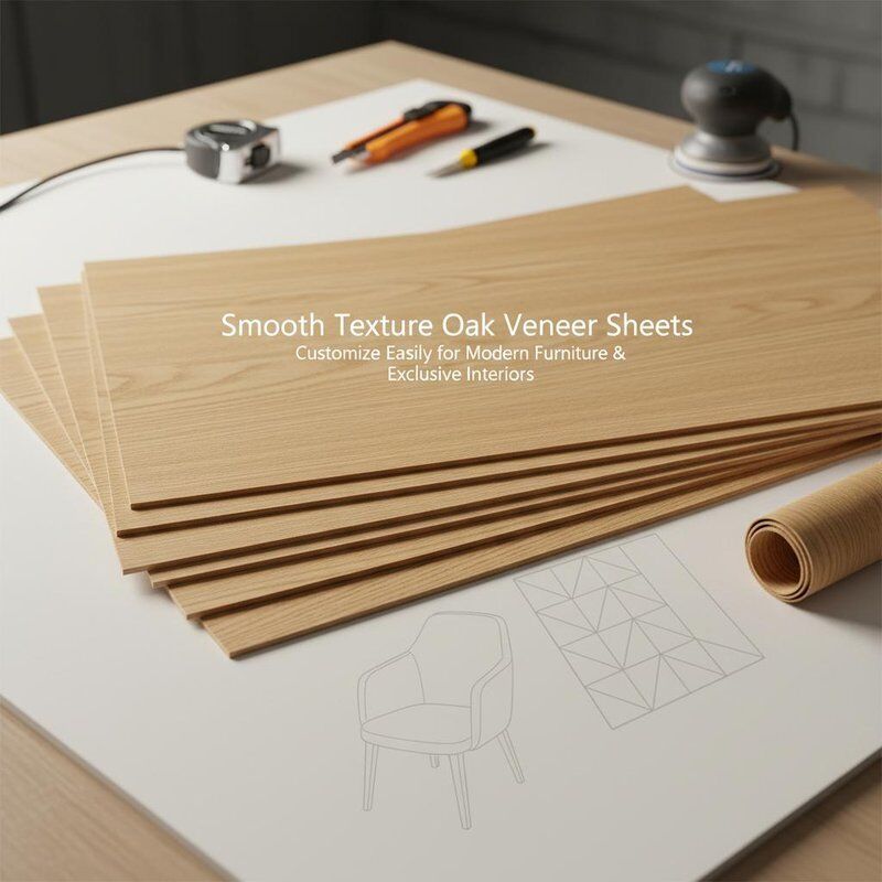 Tekstur halus Lembar veneer Oak menyesuaikan dengan mudah untuk pembuatan furnitur modern dan dekorasi interior eksklusif